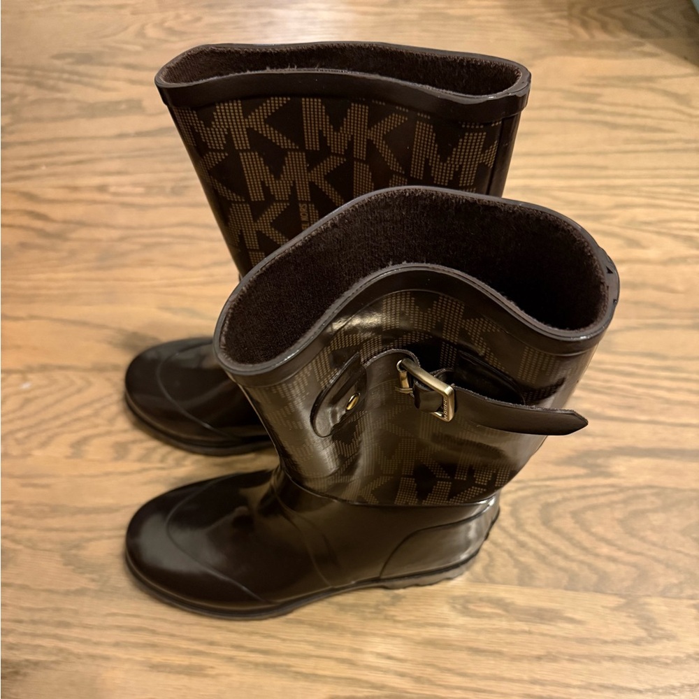 Michael Kors Dark Brown Logo Rain Boots